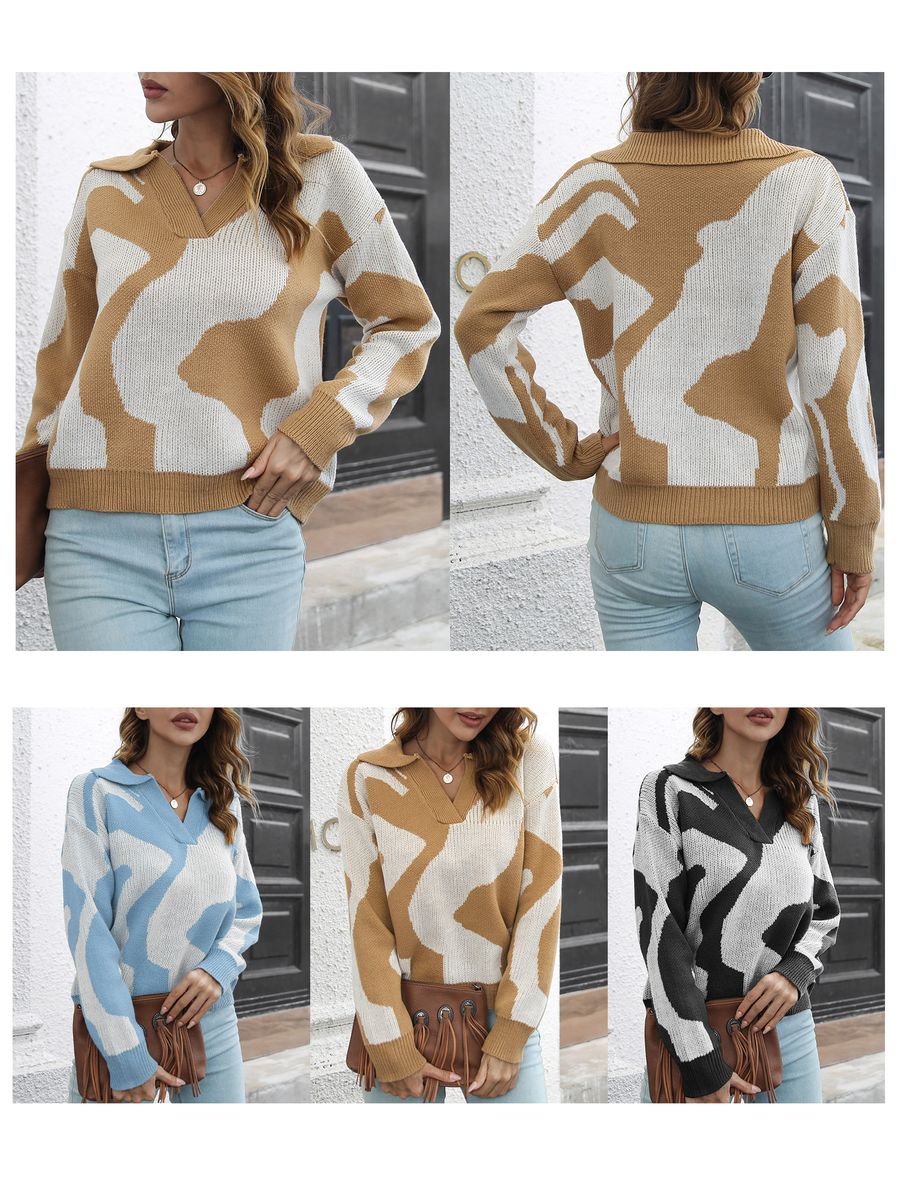 Women Sweater V Neck Loose Casual Pullovers