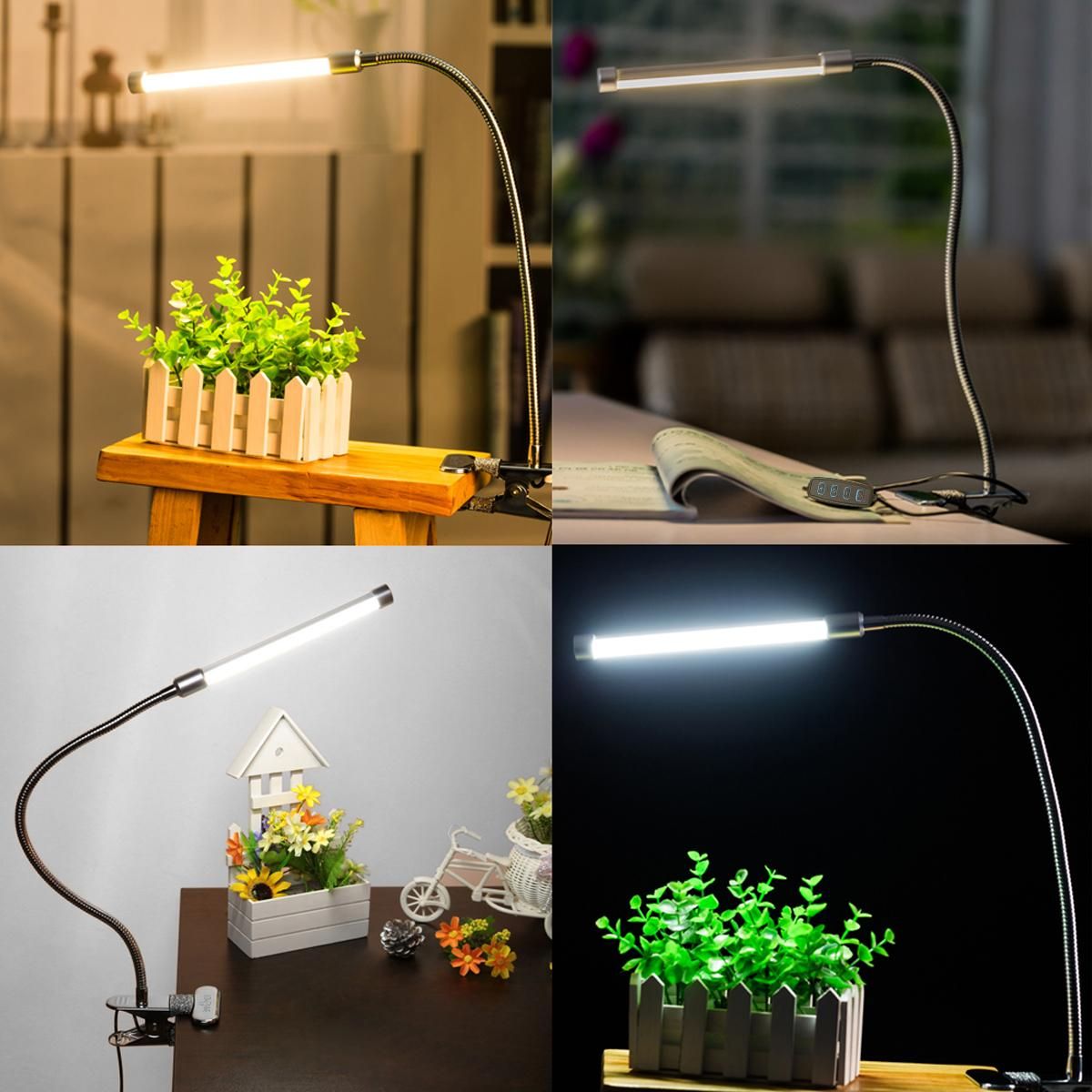 Tomshine DC5V 20 LEDs Clamp Clip-on Desk Light USB Powered Table Lamp 3 Color Temperatures 10 Levels Adjustable Brightness Dimmable Flexible Bendable Foldable Tube Goose Neck Design with Memory Function for Living Study Room 