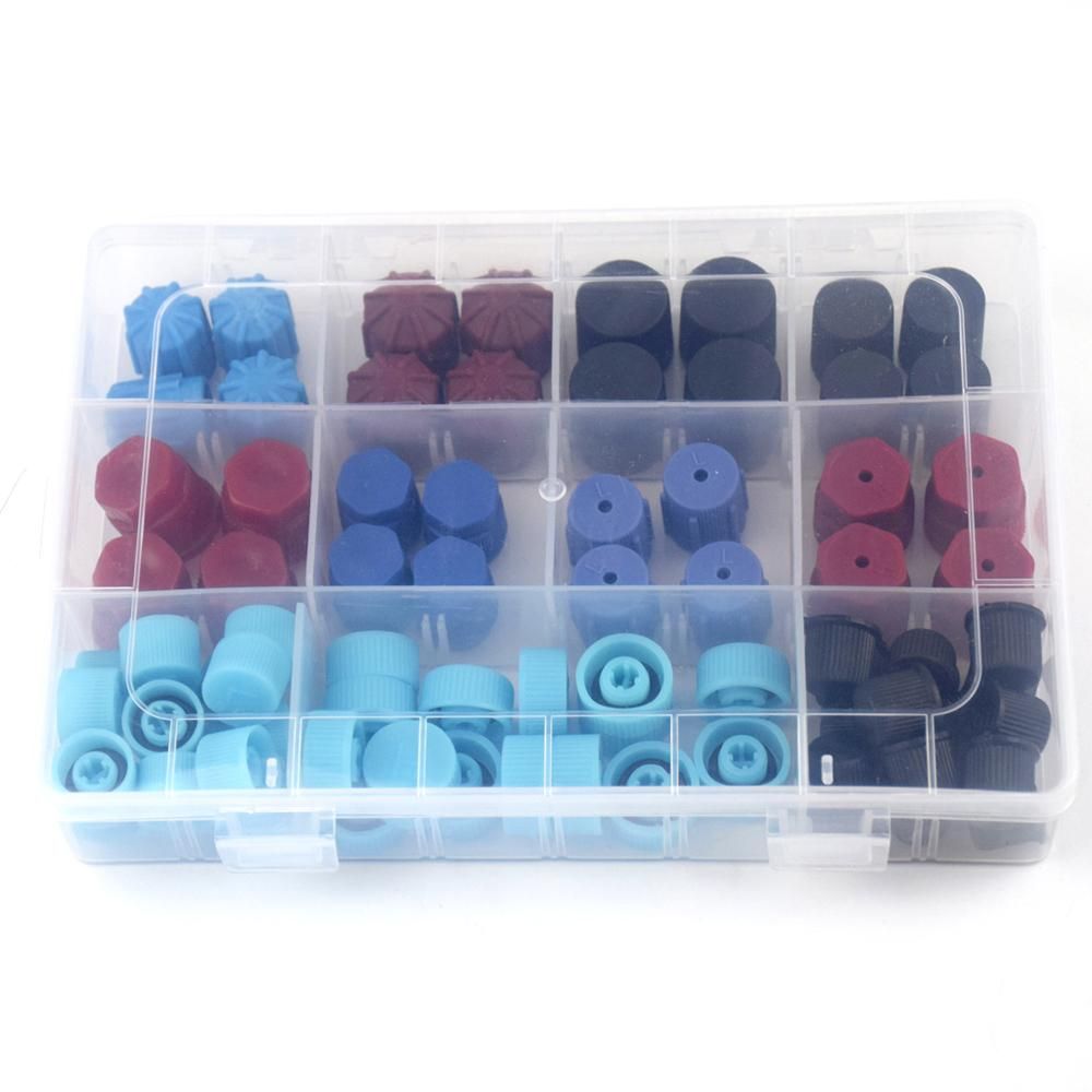 77pcs Car Air Conditioning Repairing Accessory Universal Auto Air Conditioning Replacement Service Port Dust Cap Set