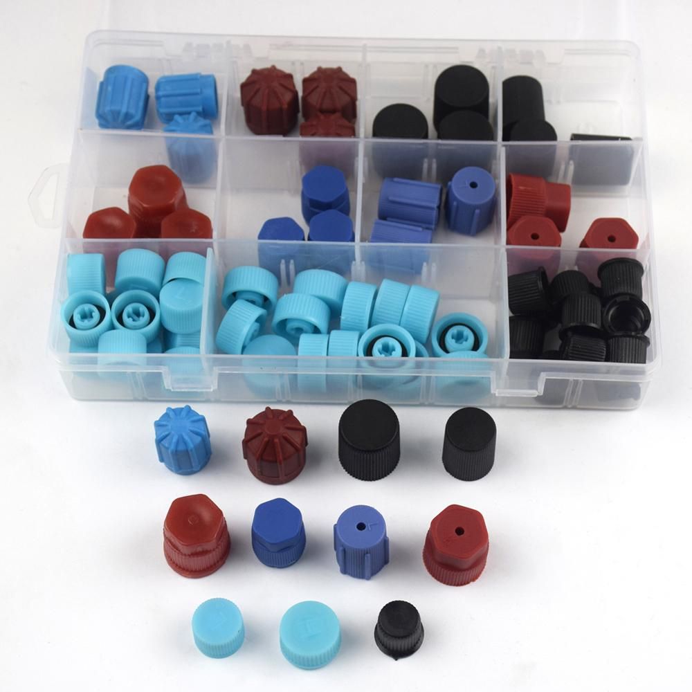 77pcs Car Air Conditioning Repairing Accessory Universal Auto Air Conditioning Replacement Service Port Dust Cap Set