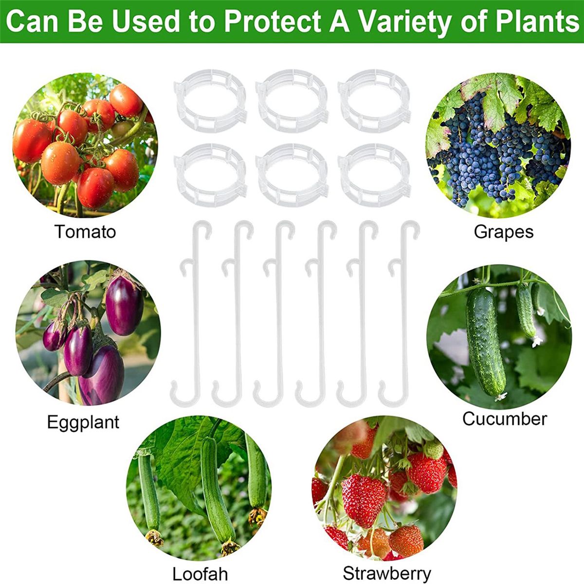 250 Pcs, Plant Support Clips and J Tomato Hooks,Plastic Trellis Clips