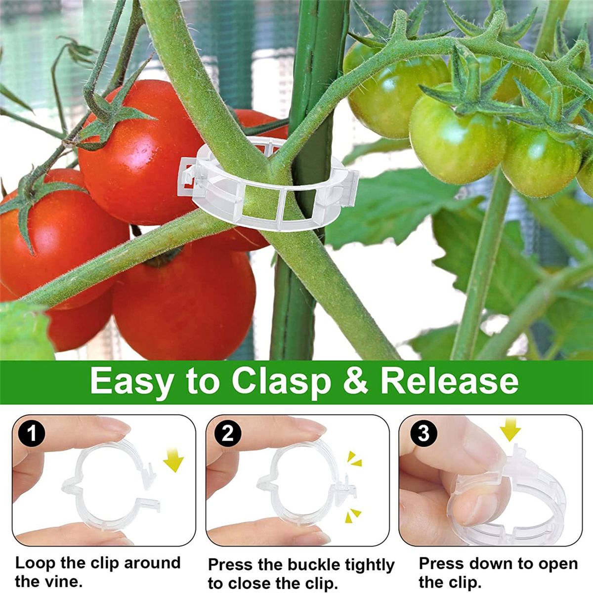 250 Pcs, Plant Support Clips and J Tomato Hooks,Plastic Trellis Clips