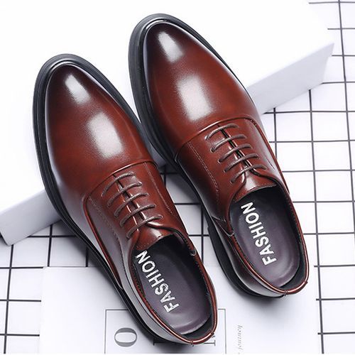 Men's Italian Plus Size Smooth Leather Shoes Brown