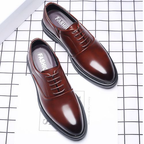 Men's Italian Plus Size Smooth Leather Shoes Brown