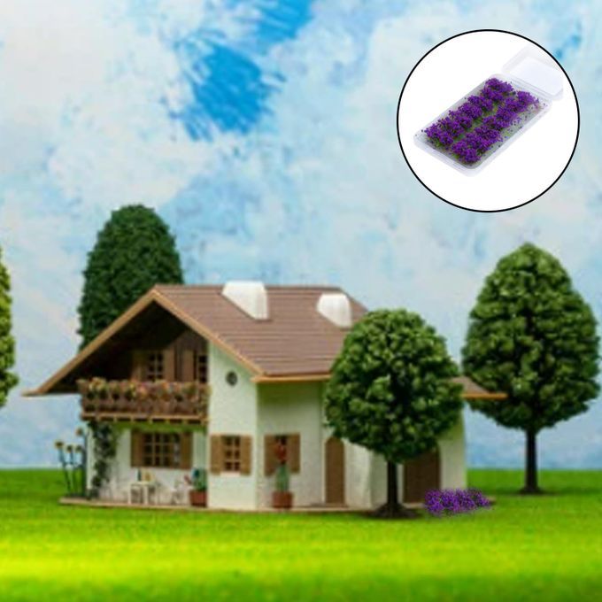14Pieces Simulation Cluster Grass Sand Table Miniature Scene Purple