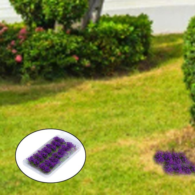14Pieces Simulation Cluster Grass Sand Table Miniature Scene Purple