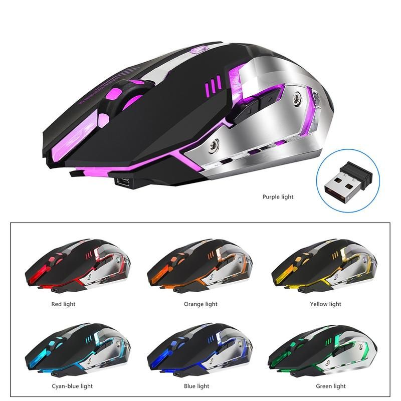 Ergonomic 6 Keys 1600DPI 2.4GHz Wireless Gaming Mouse-Grey