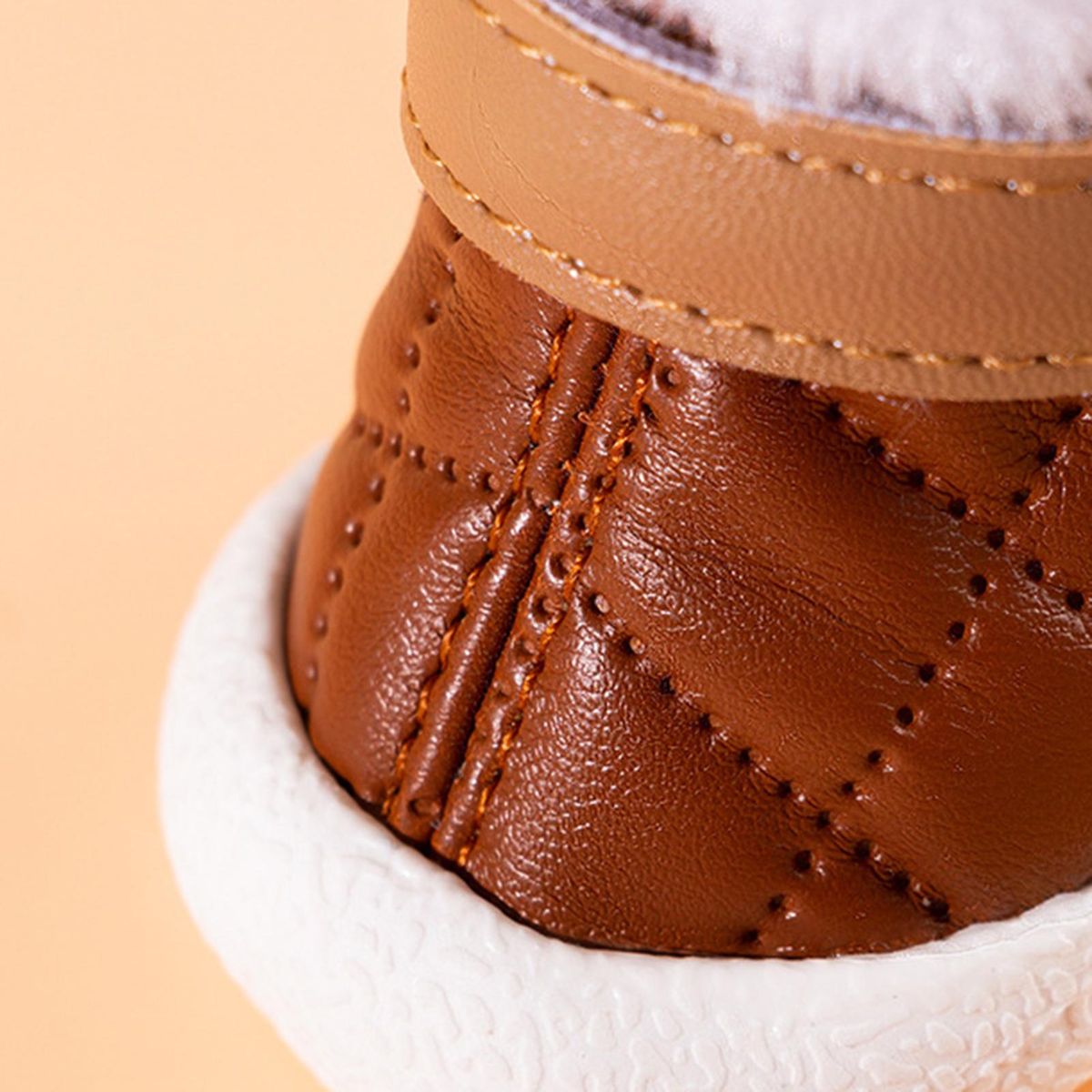 4Pcs Pet Booties Puppy Snow Anti-slip Boots Pet Paw Protector Brown