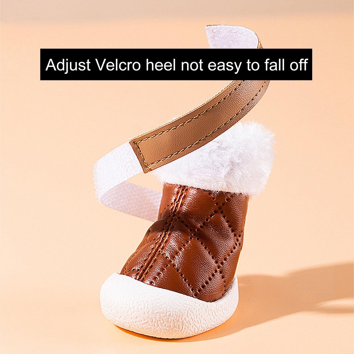 4Pcs Pet Booties Puppy Snow Anti-slip Boots Pet Paw Protector Brown