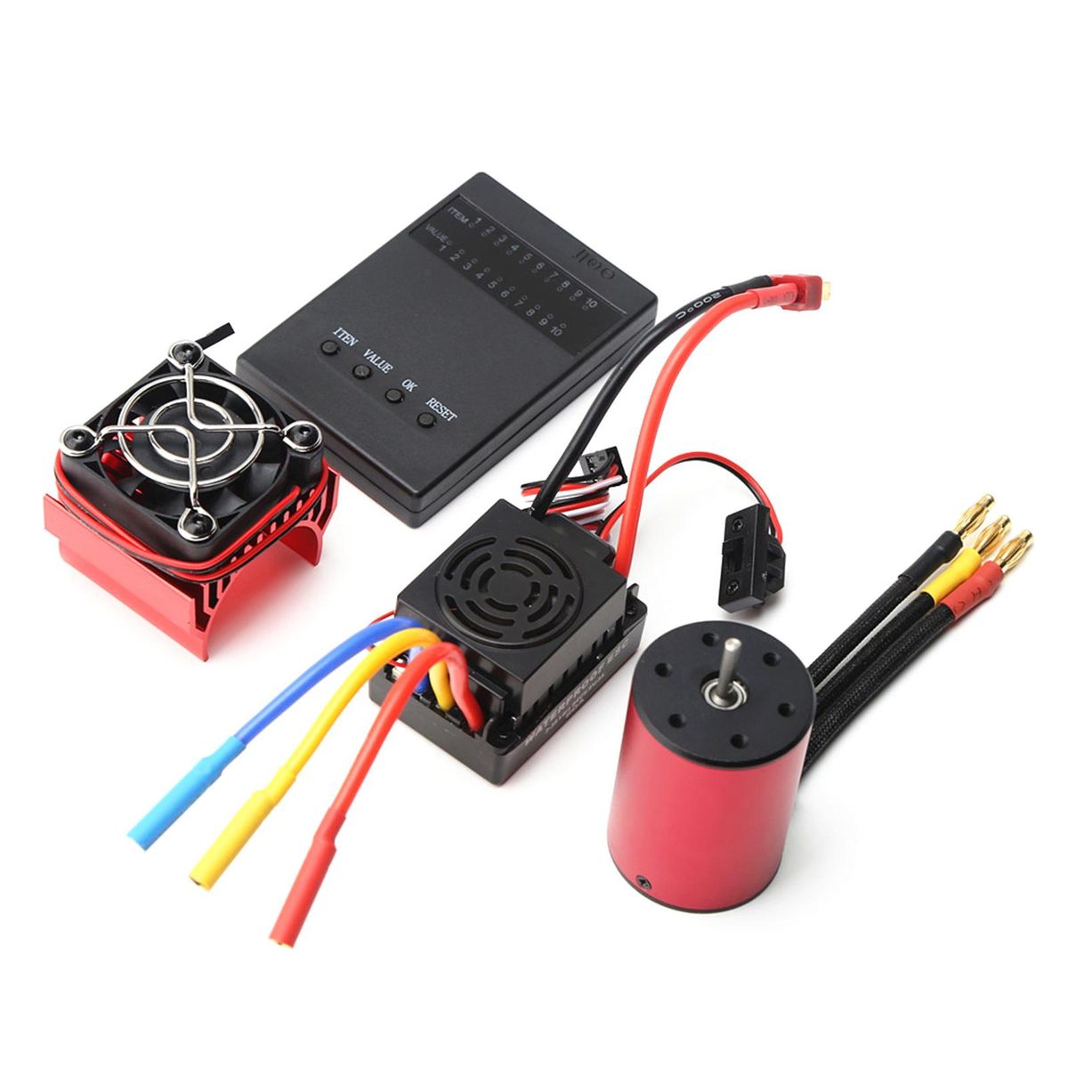 3100KV Brushless Motor 3650 Waterproof Motor with 60A Brushless ESC 5.8V 3A BEC Heatsink Programming Card for 1/8 1/10 RC Car