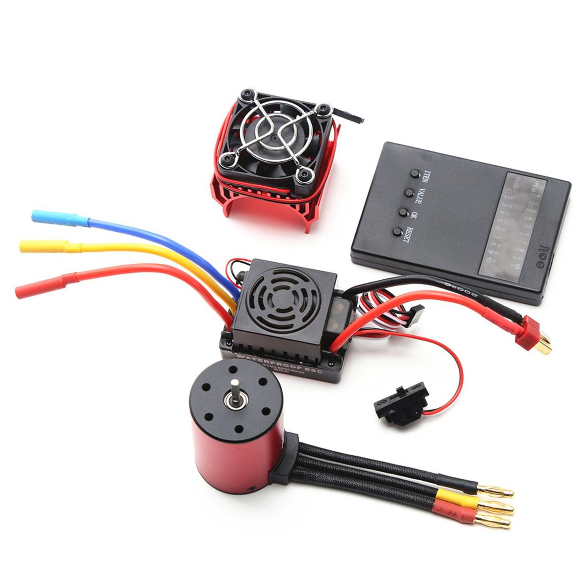 3100KV Brushless Motor 3650 Waterproof Motor with 60A Brushless ESC 5.8V 3A BEC Heatsink Programming Card for 1/8 1/10 RC Car