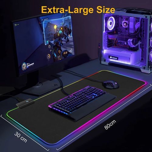 RGB Led Large Extended Computer Keyboard Game Mouse Pads 800*300*4