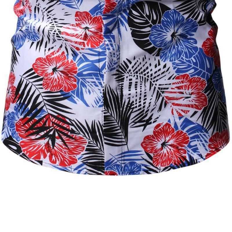 Summer Beach Hawaiian Shirt Men Floral Print Short Sleeve