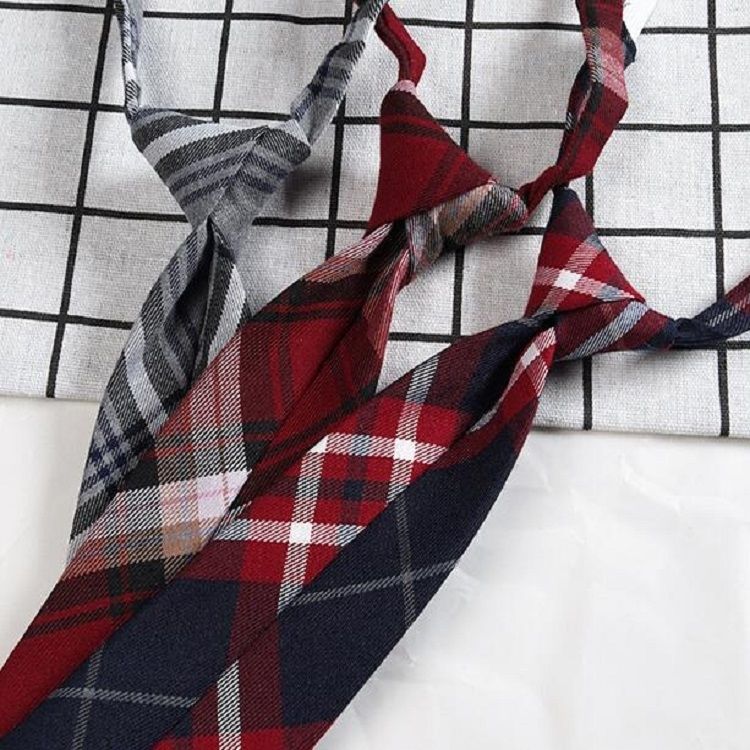 Lattice Stripe Pattern Cotton Short Rubber Band Bow Tie