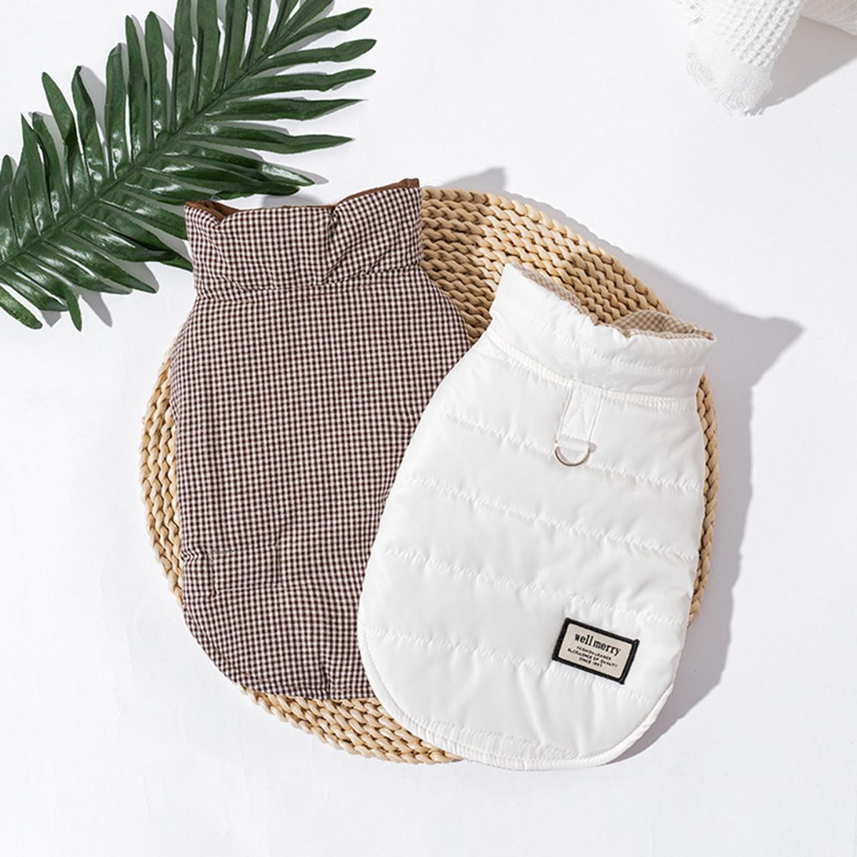 Kitten Jacket Single Breasted Checkered Pet Vest Beige