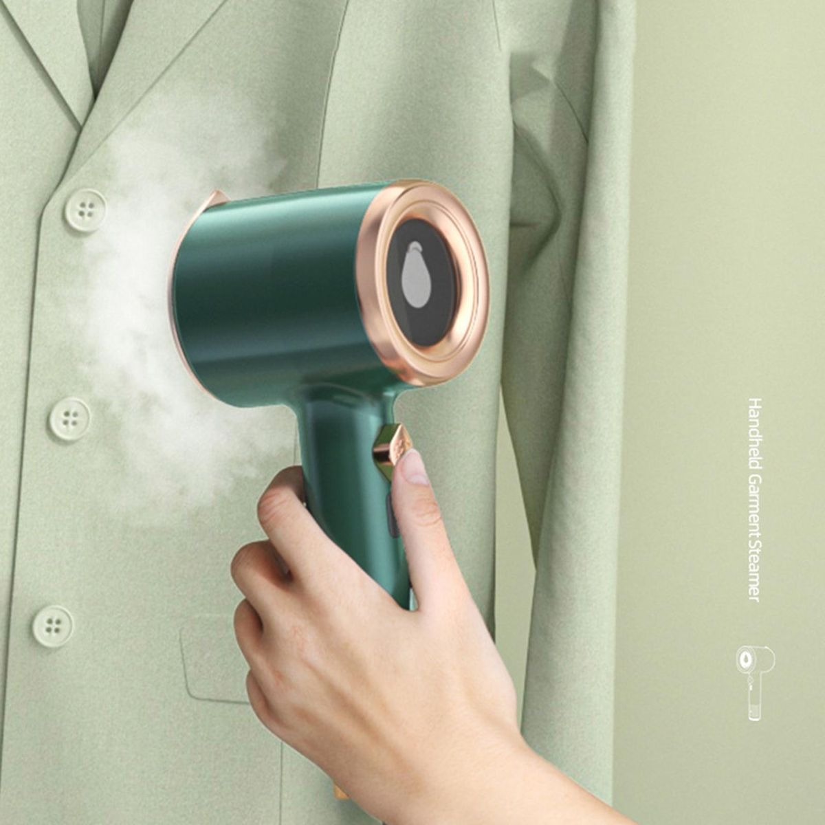 Garment Steamer Travel Steamer Iron with Visible Water Tank Portable Green
