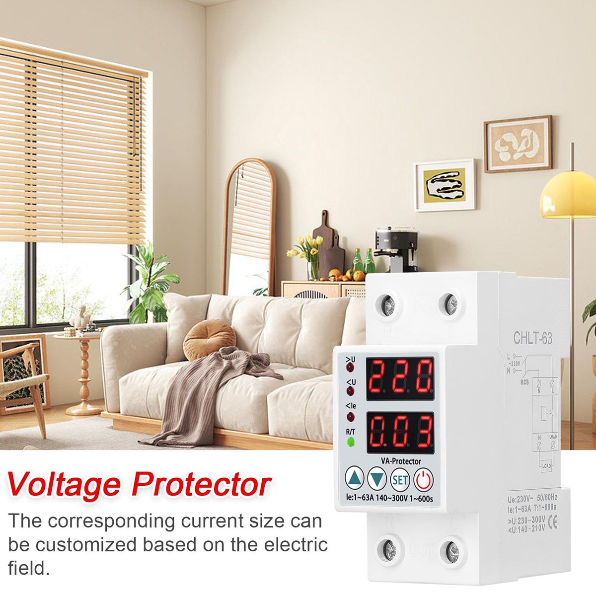 Dual Display Adjustable Voltage Protector Intelligent Over-voltage Under-voltage Over-current Protect Device Home Self-resetting Voltage Protector
