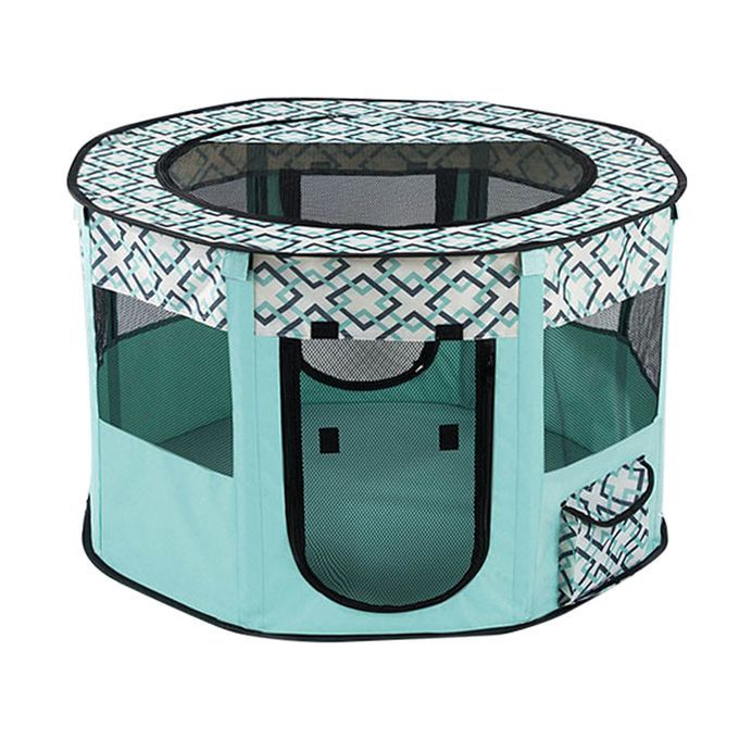 Foldable Dog Cat Playpen Play Exercise Fabric Kennel Green S