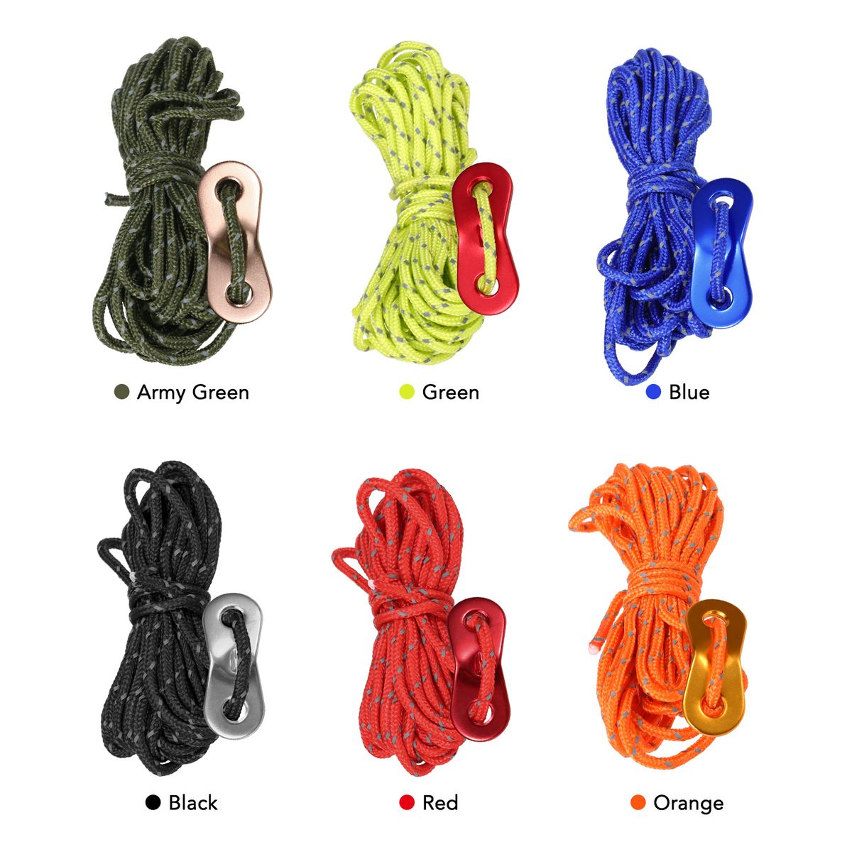 3mm 13ft Tent Cord Tensioner Set Reflective Rope With