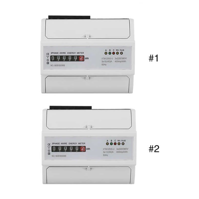 220V/380V Digital 3-phase 4 Wire Energy Meter Home Digital Electrical 7P DIN-Rail Consumption Meter Electric Power KWh Meter