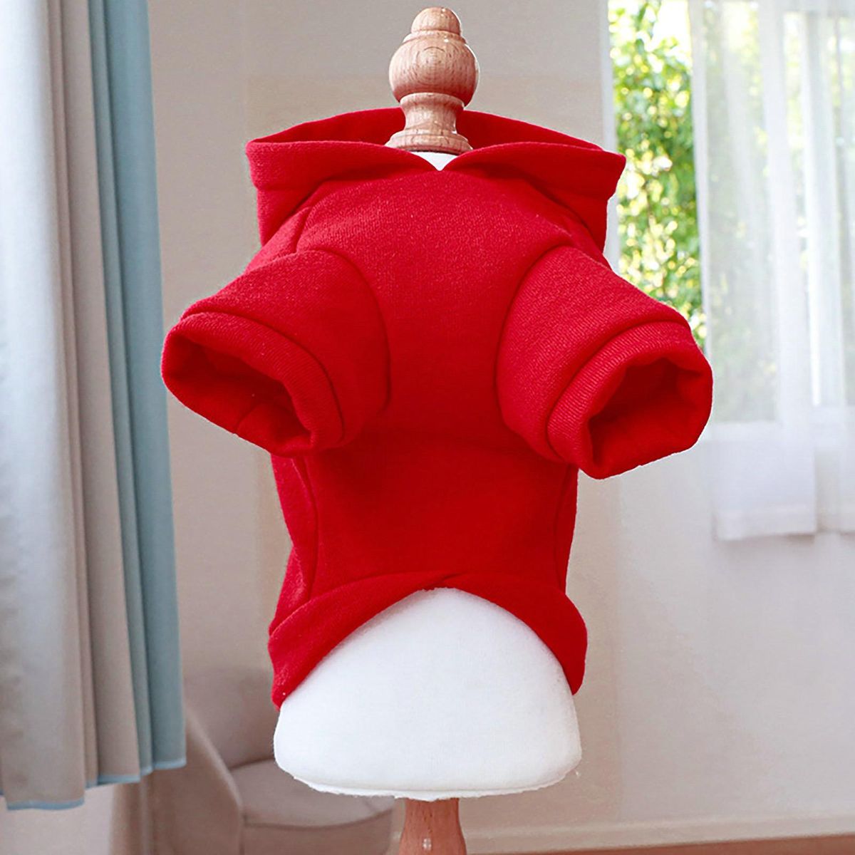 Dog Sweatshirt Winter Dogs Cats Hooded Sweatshirt Two-legged Clothes Red