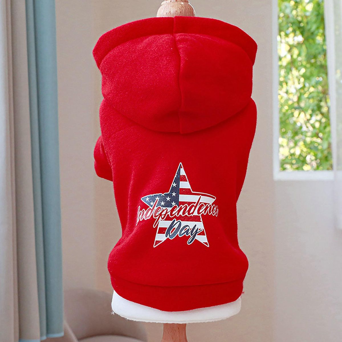 Dog Sweatshirt Winter Dogs Cats Hooded Sweatshirt Two-legged Clothes Red