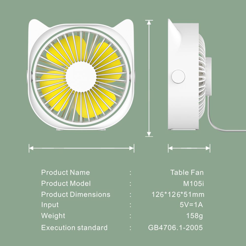 Desk Fan With Low DB Detachable Desktop Fan USB Fan