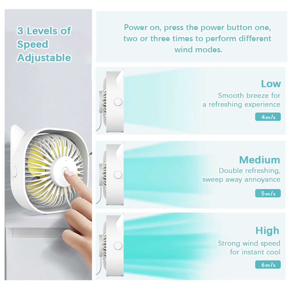 Desk Fan With Low DB Detachable Desktop Fan USB Fan
