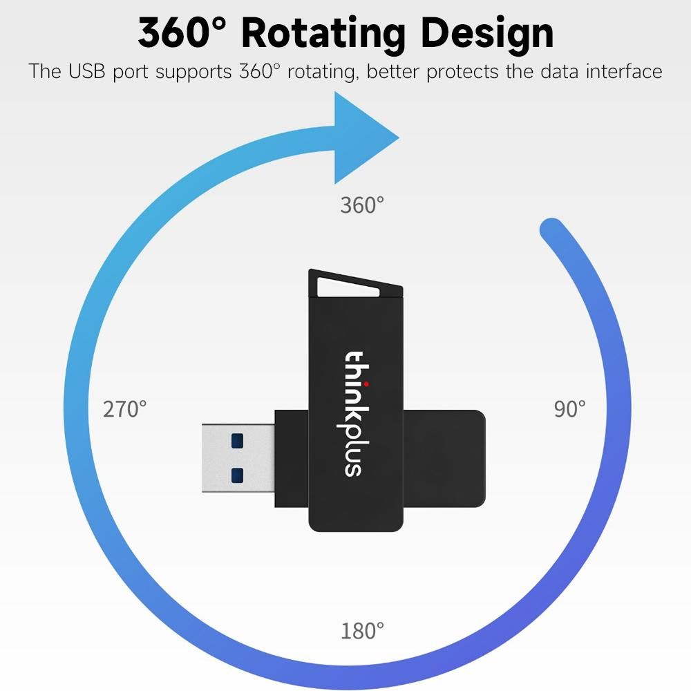thinkplus MU241 256GB USB3.0 U Disk Rotatable USB Flash Drive Metal U Disk High-speed Transmission Wide Compatibility