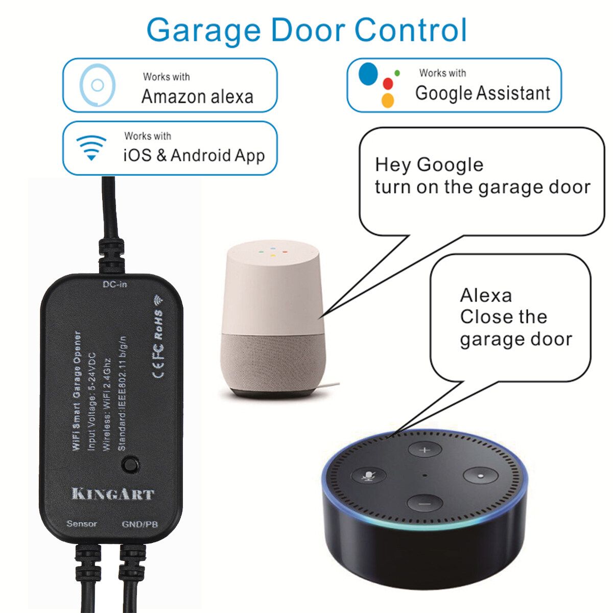 Universal Smart Garage Door Opener Wireless Remote Control WiFi Switch APP Controller Voice For Alexa Google Home