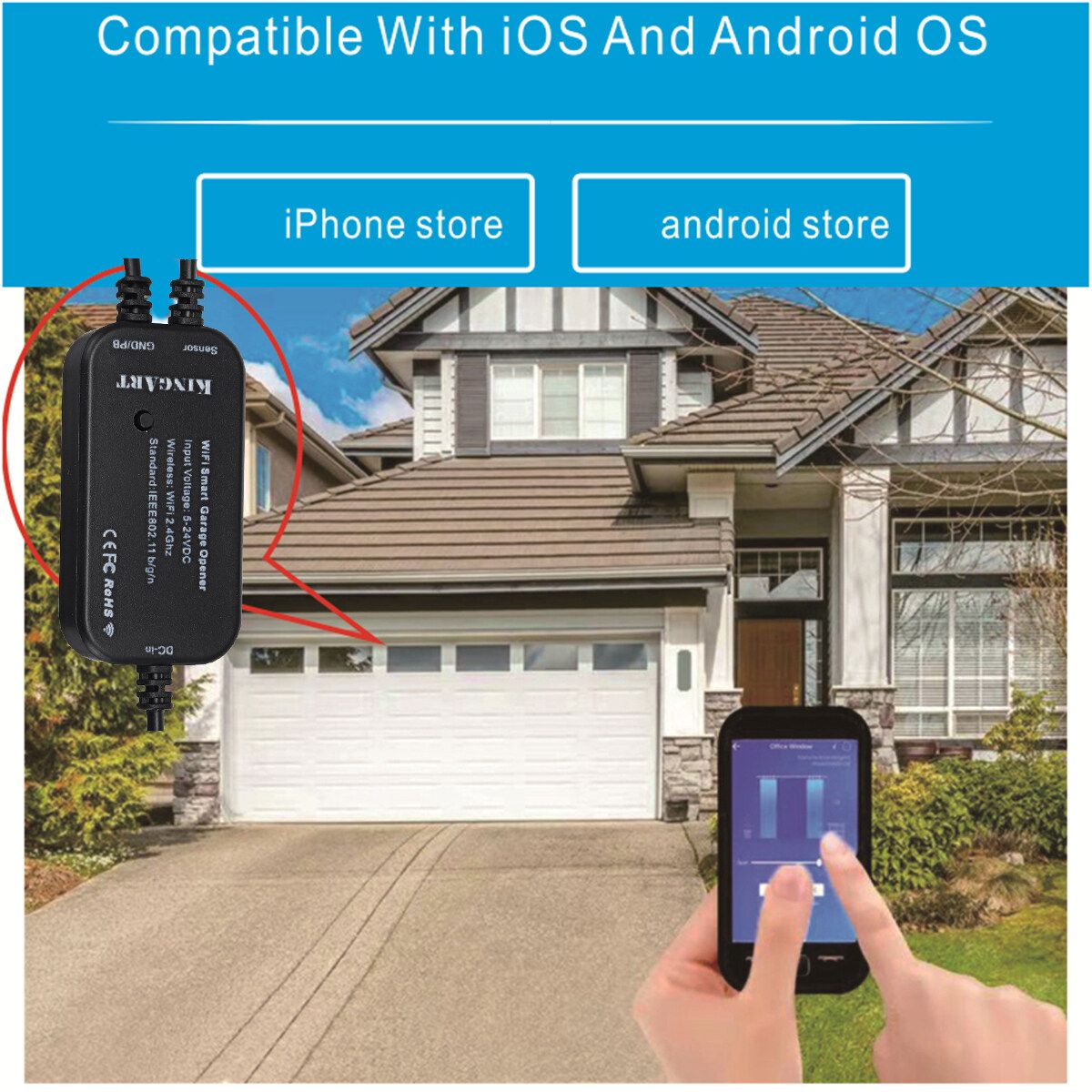Universal Smart Garage Door Opener Wireless Remote Control WiFi Switch APP Controller Voice For Alexa Google Home