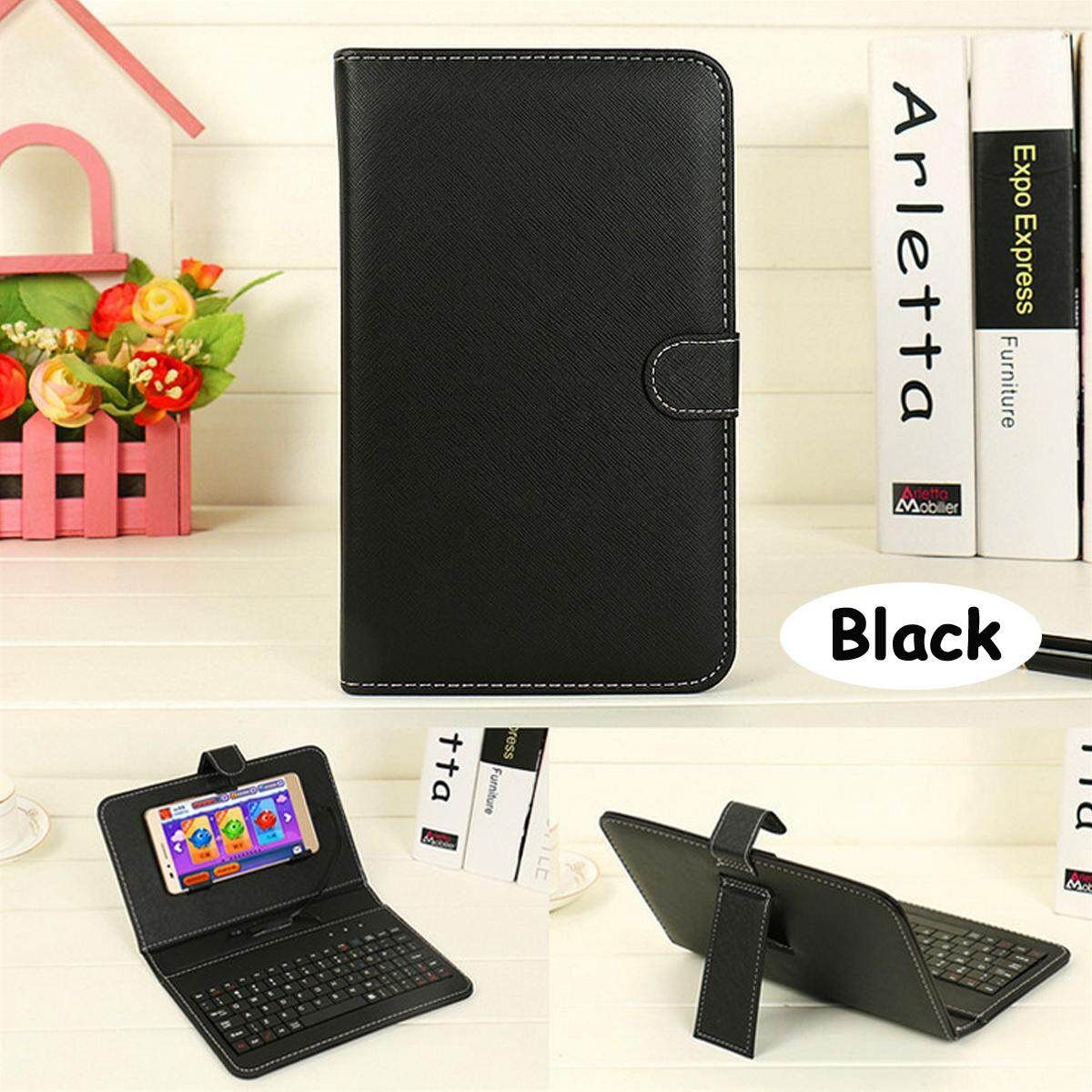 General Wired Keyboard Flip Case For Andriod Mobile Phone 4.2''-6.5'' Black