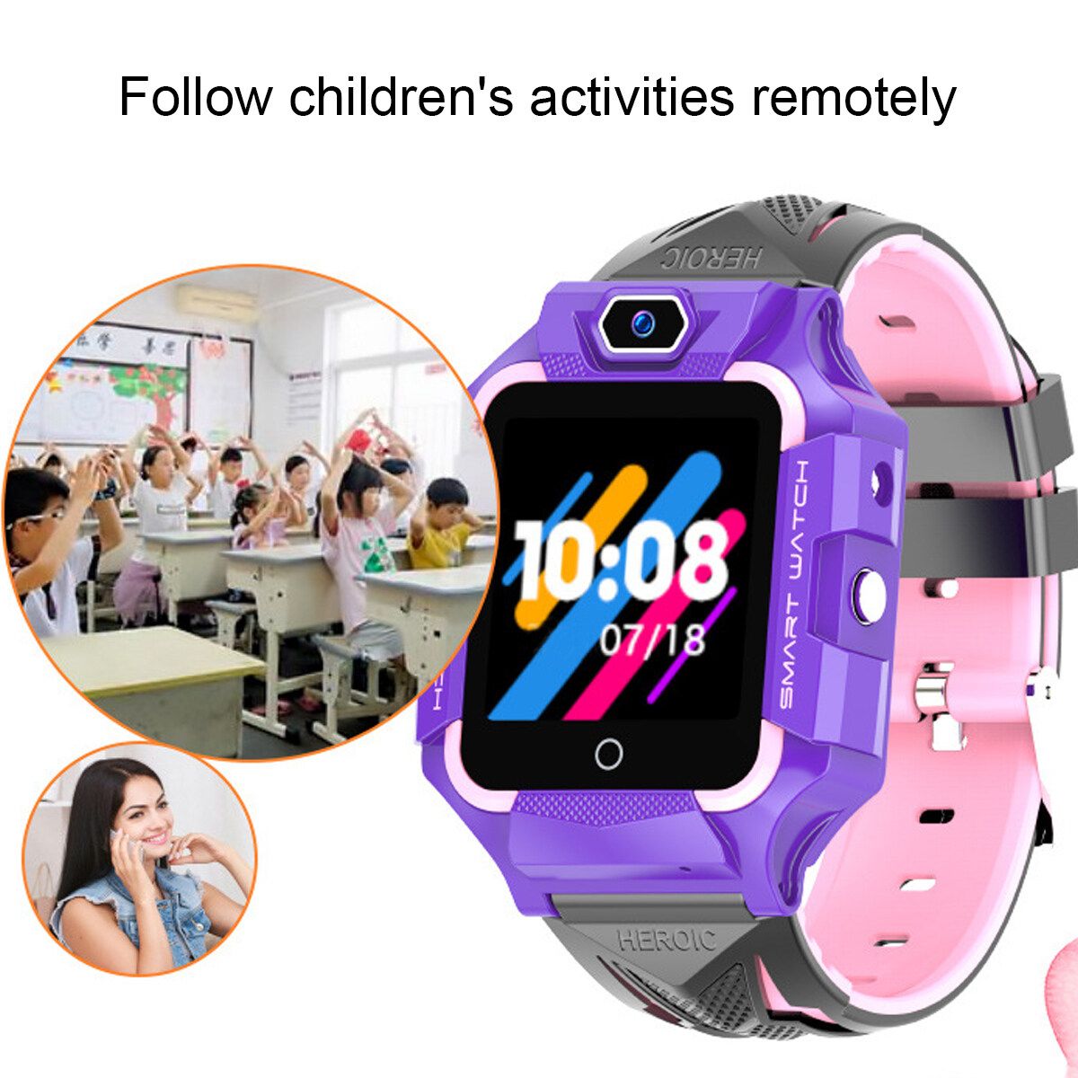 Smart Watch Phone IBS Position Tracker SOS Call Gifts For Child Kids Anti-lost Pink