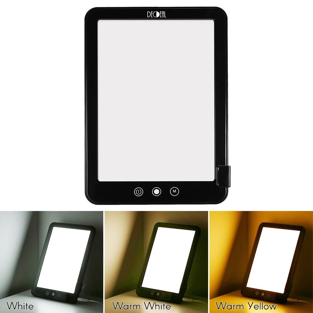 DECDEAL DC 12V Therapy Lamp Touching Control Stepless Dimming 3 Light Colors Adjustable for Living Room Bedroom Study Room