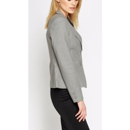 Twin Button Linen Blend Blazer - Grey