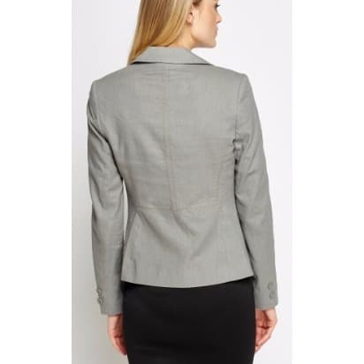 Twin Button Linen Blend Blazer - Grey