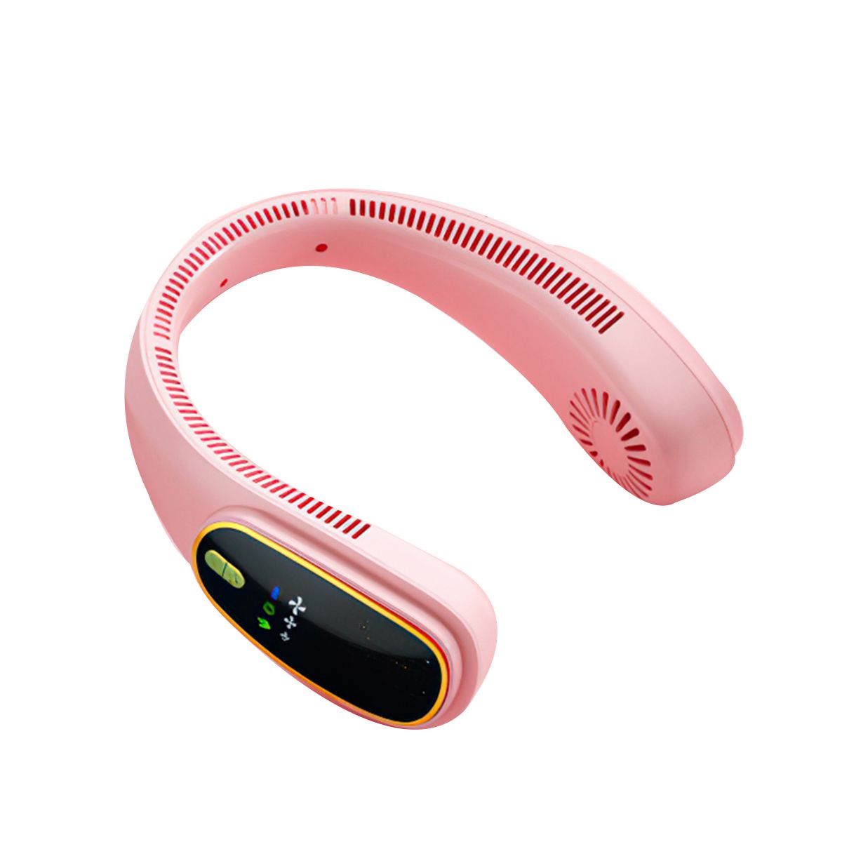 Portable Hanging Neck Fan USB Rechargeable Cooling Fan Outdoor Air Cooler Outdoor Sports less Fans-Pink