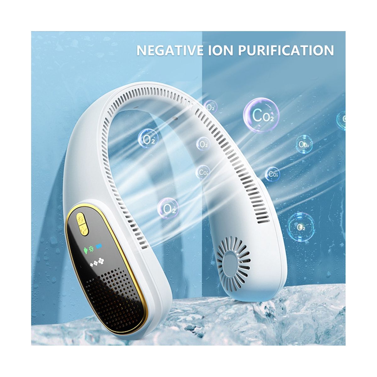 Portable Hanging Neck Fan USB Rechargeable Cooling Fan Outdoor Air Cooler Outdoor Sports less Fans-Pink