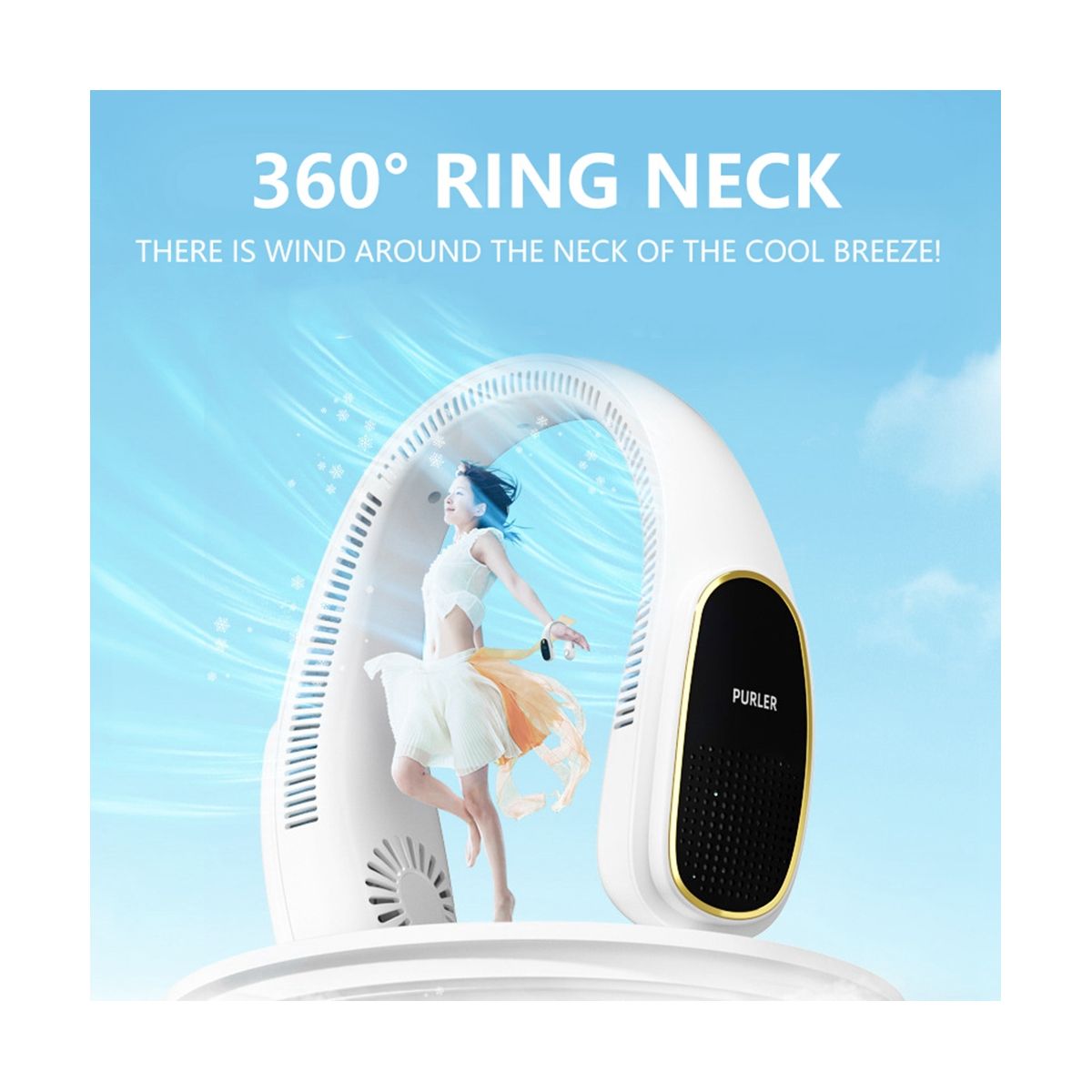 Portable Hanging Neck Fan USB Rechargeable Cooling Fan Outdoor Air Cooler Outdoor Sports less Fans-Pink