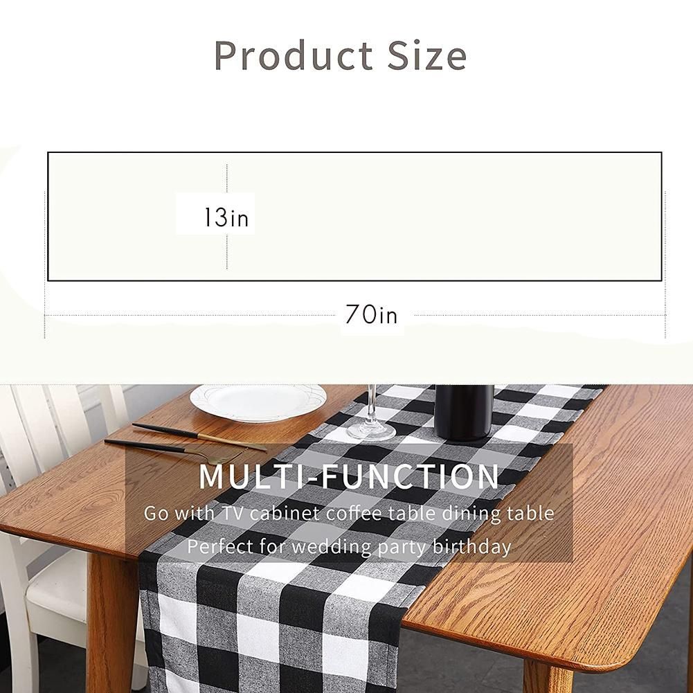 Buffalo Check 13X70Inch Black and White Plaid Table