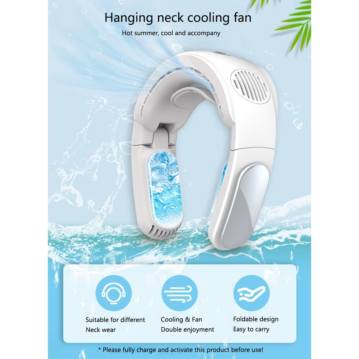 Outdoor Wearable Foldable Bladeless Neck Cooling Fan 5000Mah