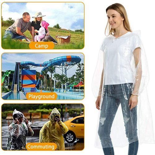 10Pcs Disposable Rain Ponchos,Transparent