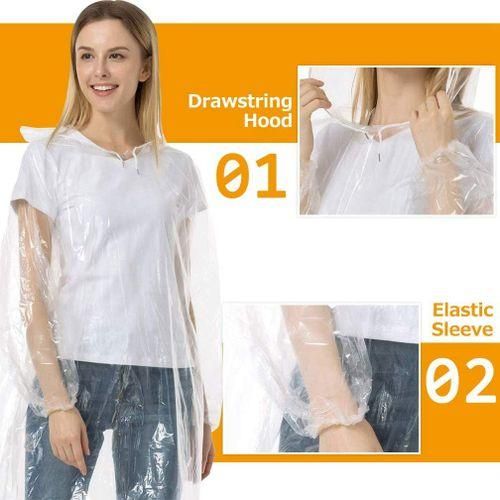 10Pcs Disposable Rain Ponchos,Transparent
