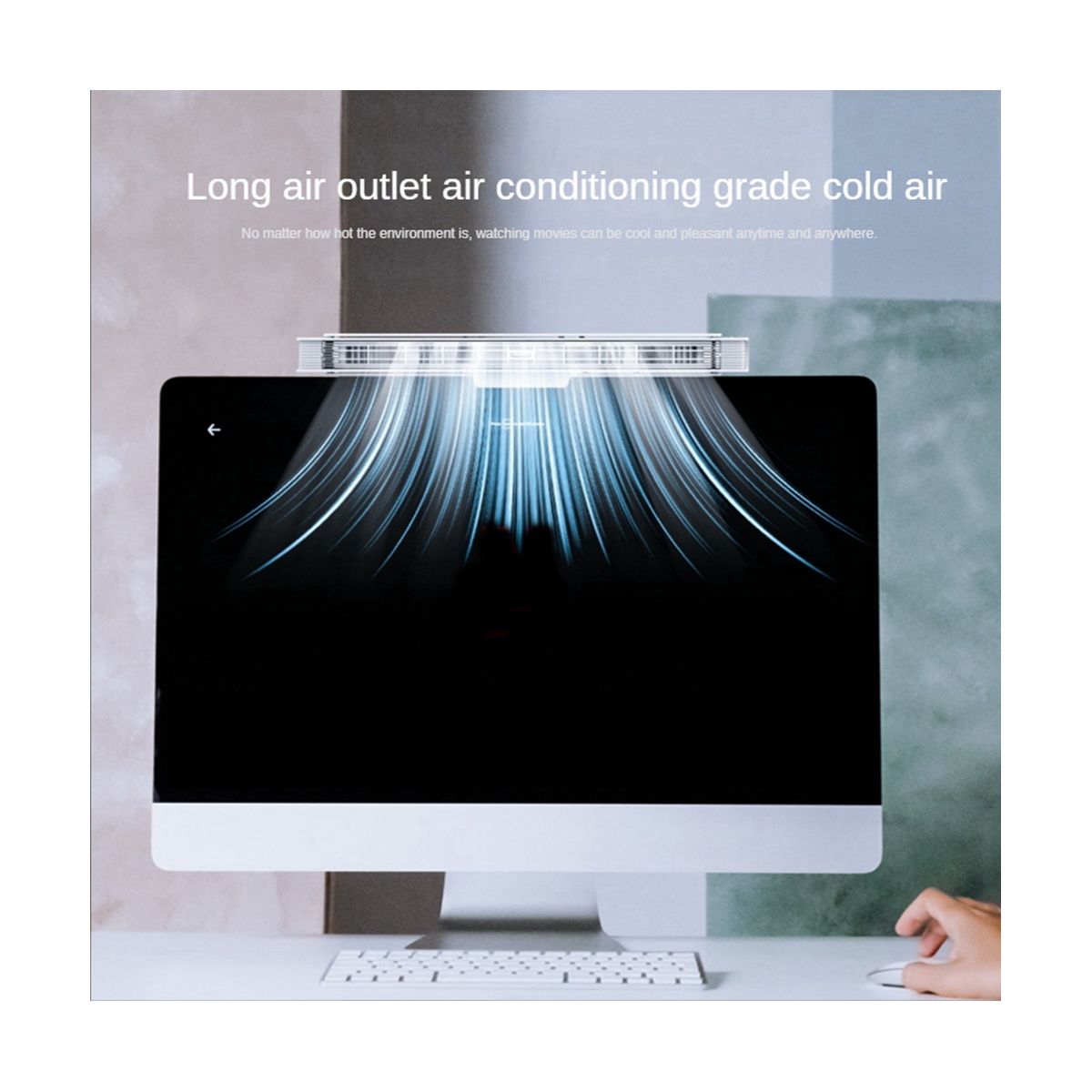 Portable Air Conditioner Electric Fan Adjustable Cooler with Night Light Office Quiet Ceiling Fan Hanging on Screen B