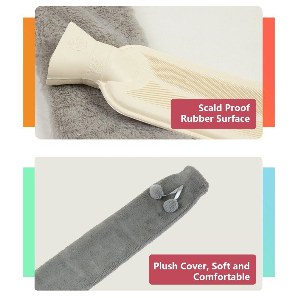 Hot Water Bottle With Plush Cover 1L Long Strip Rubber Hot
