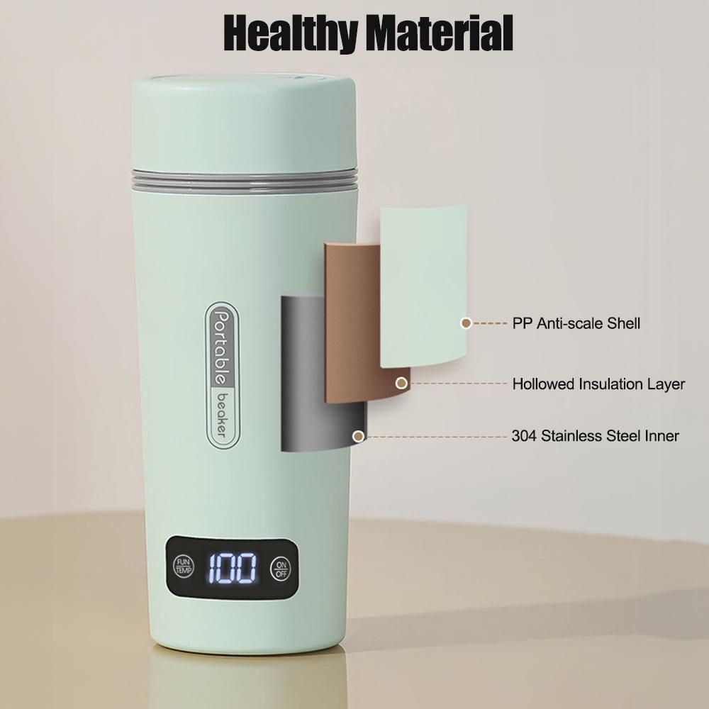 Portable Electric Kettle for Boiling Water 300W 350ml Stainless Steel Anti-Spill Leak Proof Personal Hot Water Boiler with 4 Variable Presets Keep Warm Function for Travel Work