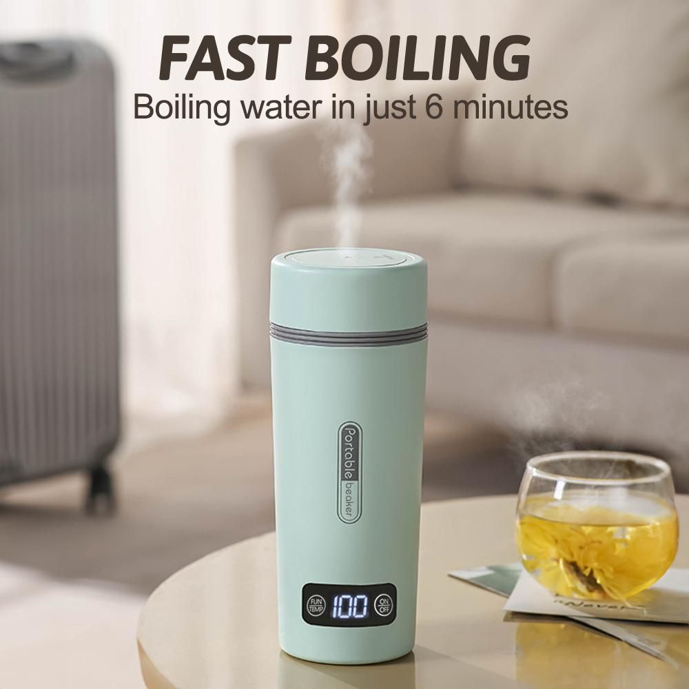 Portable Electric Kettle for Boiling Water 300W 350ml Stainless Steel Anti-Spill Leak Proof Personal Hot Water Boiler with 4 Variable Presets Keep Warm Function for Travel Work