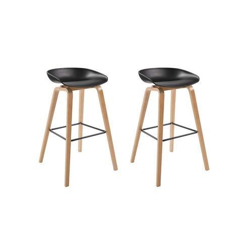 Bar Stool Solid Wood Frame Ergonomics Curved Seat - 2 Pecs