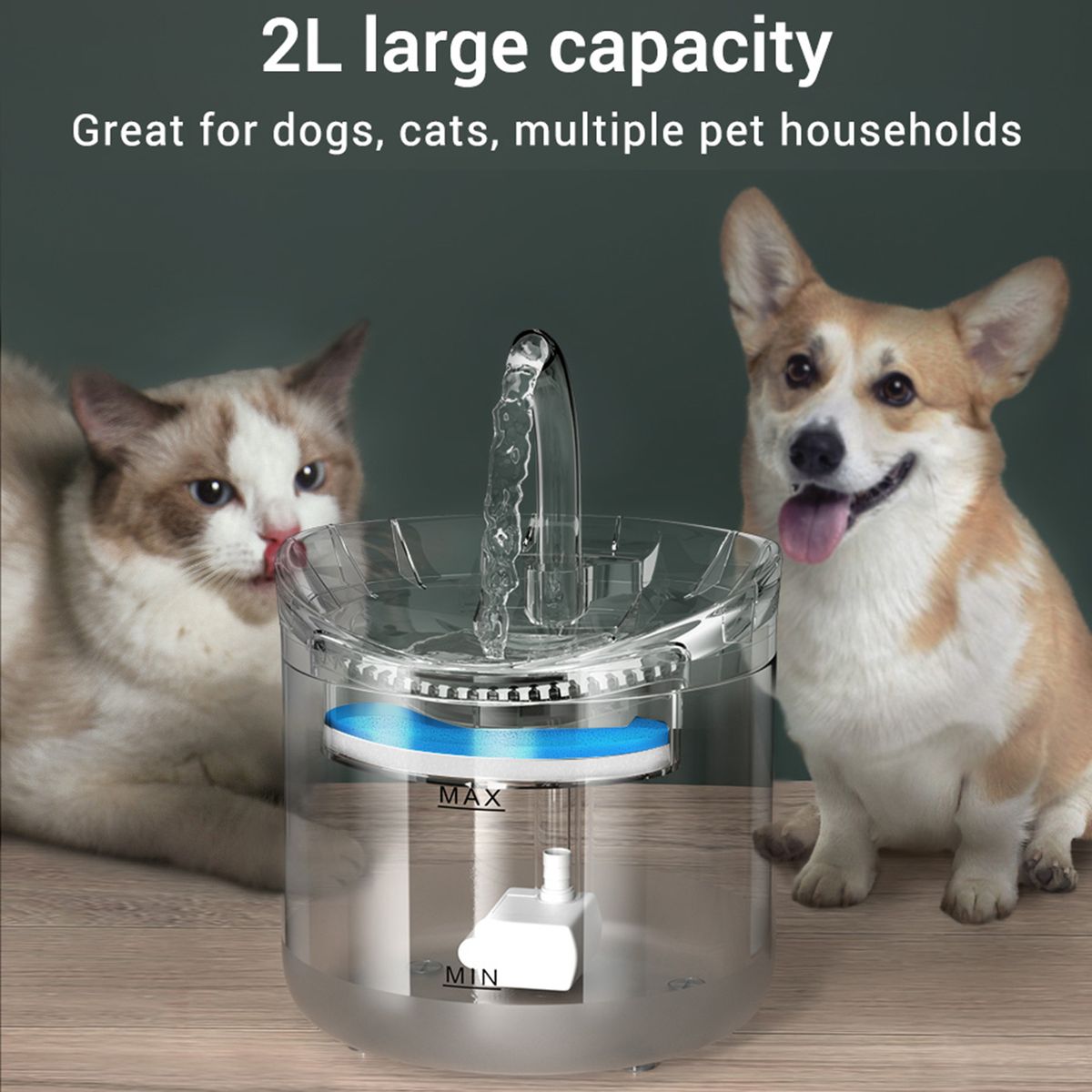 Cat Water Fountain Dog Water Dispenser 1.8L Super Quiet