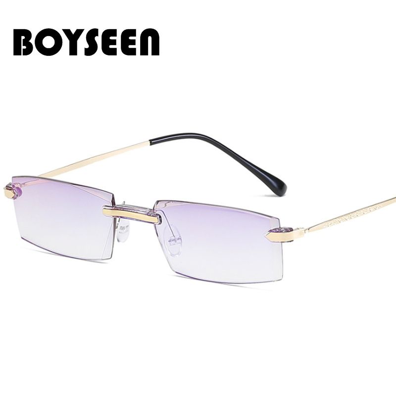 BOYSEEN New Frameless Diamond Cut Edge Myopia Anti-blue Light Blue Film Integrated Men's Glasses 506